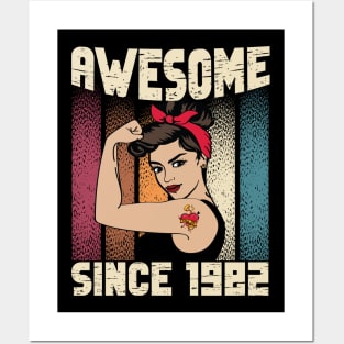 Awesome since 1982,40th Birthday Gift women 40 years old Birthday Posters and Art